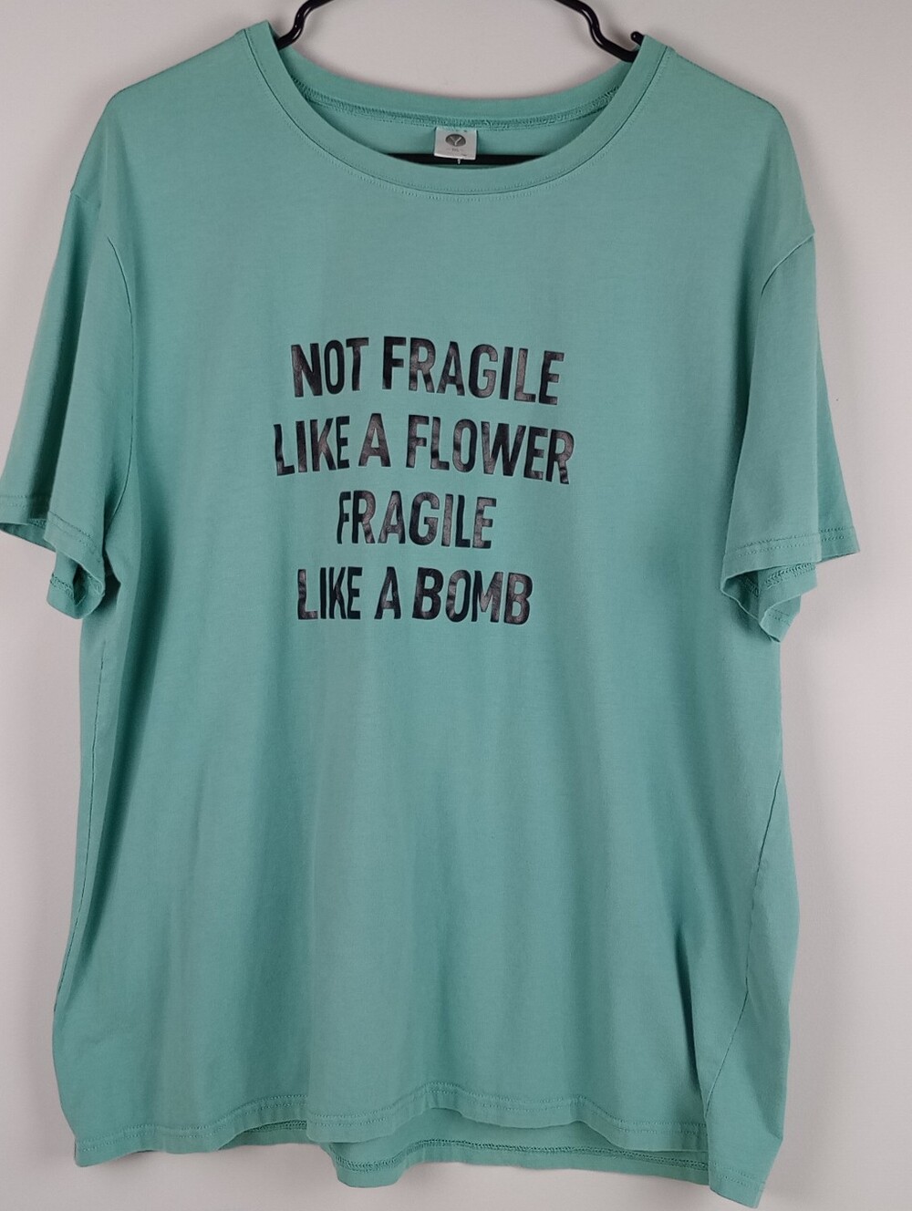 Blackoo Womens XXL Mint‎ Green Funny Quote Fragile Like A Bomb Graphic Tshirt